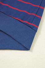 Load image into Gallery viewer, Blue Stripe Stylish Overlap Detail Drop Shoulder Pullover Sweatshirt
