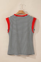 Cargar imagen en el visor de la galería, Black Stripe Colorblock Edge Round Neck Tank Top
