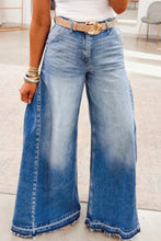 Cargar imagen en el visor de la galería, Myosotis Side Seam Gathering Flare Leg Jeans Casual Daily Full-length Denim Pants
