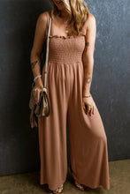 Load image into Gallery viewer, Dusty Pink Ruffled Shirred Wide Leg Sleeveless Jumpsuit
