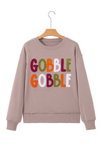 Load image into Gallery viewer, Dark Khaki GOBBLE Letter Graphic Thanksgiving Shift Sweatshirt
