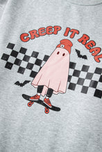 Load image into Gallery viewer, Light Grey Creep It Real Ghost Print Plus Size Sweatshirt
