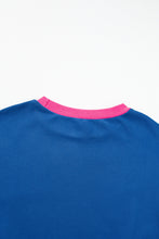 Cargar imagen en el visor de la galería, Blue Colorblock Bubble Sleeve Sweatshirt
