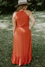 Load image into Gallery viewer, Russet Orange Curvy Girl Ruffled Hem Sleeveless Long Dress
