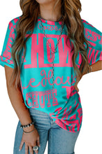 Load image into Gallery viewer, Green Howdy Cowboy Letter Printed Western Fashion Tee
