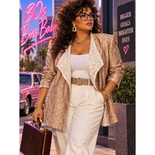 Cargar imagen en el visor de la galería, Vintage Chicos Gold Lace-Trim With Cream Interior Blazer Jacket - Old Money
