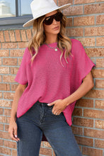 Cargar imagen en el visor de la galería, Rose Red Short Sleeve Side Slit Oversized Sweater
