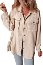 Load image into Gallery viewer, Oatmeal Corduroy Flap Pocket Button Up Shacket
