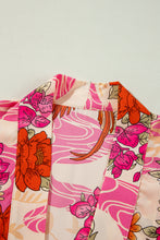 Cargar imagen en el visor de la galería, Pink Floral Allover Print Open Front Belted Duster Kimono
