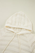 Load image into Gallery viewer, White Pointelle Knit Raglan Sleeve Hooded Sweater
