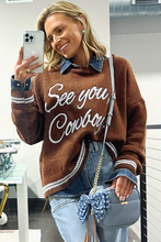 Load image into Gallery viewer, Coffee See You Cowboy Embroidered Western Graphic Sweater
