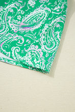Load image into Gallery viewer, Green Paisley Print Long Sleeve Button Front Tied Waist Mini Dress
