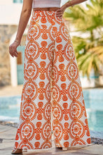 Cargar imagen en el visor de la galería, Orange Boho Retro Flower Print Wide Leg Pants
