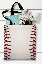 Cargar imagen en el visor de la galería, White Baseball Print Canvas Tote Bag
