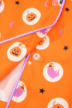 Load image into Gallery viewer, Orange Halloween Print Lapel Shirt Long 2pcs Pajama Set

