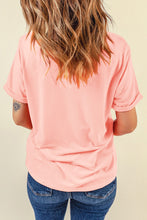 Load image into Gallery viewer, Pink Easter Rabbit Print Round Neck Casual Tee
