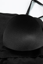 Cargar imagen en el visor de la galería, Black Ribbed Drawstring Sides Cutout One Piece Swimsuit
