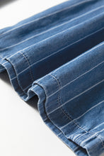 Load image into Gallery viewer, Blue Stripe Chambray Wide Leg Tied Elastic Waist Trousers
