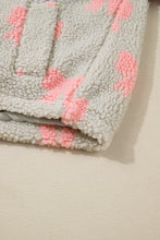 Cargar imagen en el visor de la galería, Gray Bow Sherpa Quarter Zip Drop Shoulder Baggy Sweatshirt
