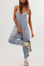 Load image into Gallery viewer, Gray Waffle Knit Spaghetti Straps Loose Fit Jumpsuit
