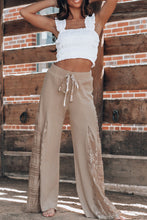 Load image into Gallery viewer, Smoke Gray Boho Lace Patchwork Wide Leg High Waist Pants
