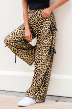 Load image into Gallery viewer, Brown Leopard Print Bow Tie Drawstring Elastic Waist Loose High Waist Pants
