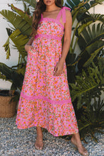 Load image into Gallery viewer, Rose Floral Lace Tied Strap Empire Waist Maxi Dress
