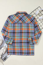 Load image into Gallery viewer, Orange Plus Size Plaid Print Buttoned Shirt
