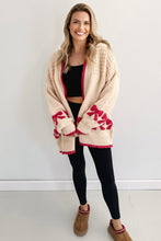 Load image into Gallery viewer, Apricot Bow Pattern Textured Open Front Baggy Cardigan
