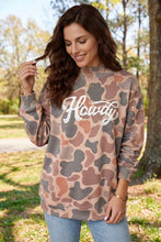 Cargar imagen en el visor de la galería, Multicolour Camo Print Howdy Western Style Baggy Pullover Sweatshirt
