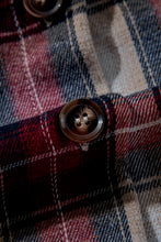 Cargar imagen en el visor de la galería, Red Plaid Print Chest Pocket Buttoned Hooded Shacket
