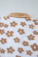 Load image into Gallery viewer, Light French Beige Cute Flower Pattern Button Up Fleece Jacket
