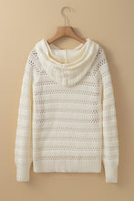 Load image into Gallery viewer, White Pointelle Knit Raglan Sleeve Hooded Sweater
