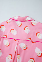 Cargar imagen en el visor de la galería, Pink Christmas Santa Claus Print Satin Shirt and Shorts Set
