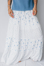 Cargar imagen en el visor de la galería, Sky Blue High Waist Tiny Floral Print Boho Maxi Skirt
