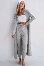 Cargar imagen en el visor de la galería, Light Grey Split Long Cardigan and Skinny Pants Lounge Set
