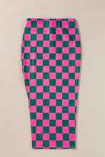 Cargar imagen en el visor de la galería, Rose Checkered Print Side Slit High Waist Midi Skirt
