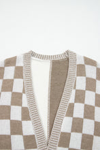 Load image into Gallery viewer, Brown Checkered Open Front Drop Shoulder Cardigan
