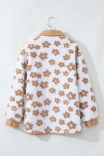 Load image into Gallery viewer, Light French Beige Cute Flower Pattern Button Up Fleece Jacket
