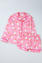 Cargar imagen en el visor de la galería, Pink Christmas Santa Claus Print Satin Shirt and Shorts Set
