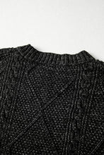 Cargar imagen en el visor de la galería, Black Cable Knit Drop Shoulder Loose Fit Sweater Dress
