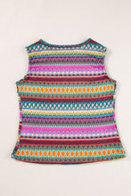 Cargar imagen en el visor de la galería, Purple Ethnic Wavy Pattern Round Neck Sleeveless Top
