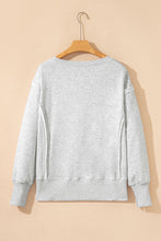 Load image into Gallery viewer, Light Grey Faded Varsity Print Loose Pullover Top
