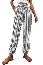 Cargar imagen en el visor de la galería, Black Stripe Boho Striped Print Casual Pants
