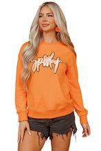 Load image into Gallery viewer, Grapefruit Orange Spooky Graphic Halloween Crew Neck Holiday Sweatshirt
