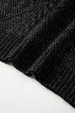 Cargar imagen en el visor de la galería, Black Cable Knit Drop Shoulder Loose Fit Sweater Dress
