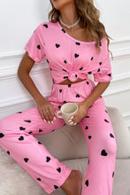 Cargar imagen en el visor de la galería, Pink Valentines Heart Print Tee and Pants Lounge Set
