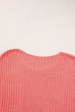 Cargar imagen en el visor de la galería, Fresh Salmon Rolled Cuffs Loose Knit Tee with Slits
