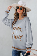 Load image into Gallery viewer, Light Grey See You Cowboy Embroidered Western Graphic Sweater
