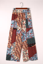 Load image into Gallery viewer, Multicolor Boho Patchwork Print Drawstring Wide Leg Pants
